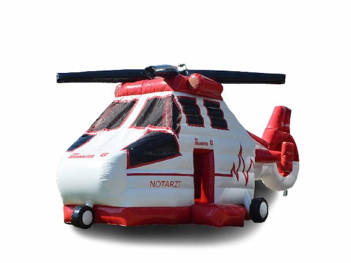 Die Johanniter springkussen in de vorm van een helikopter